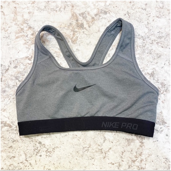 Nike Pro Sports Bra Gray Dri Fit - Picture 1 of 4